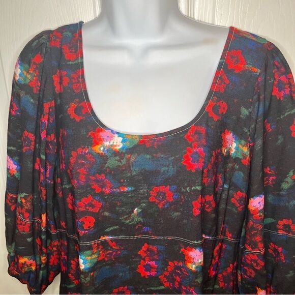 Rachel Comey x Target Kodak Red Floral Midi Dress Empire Waist Black 6 - Picture 5 of 11